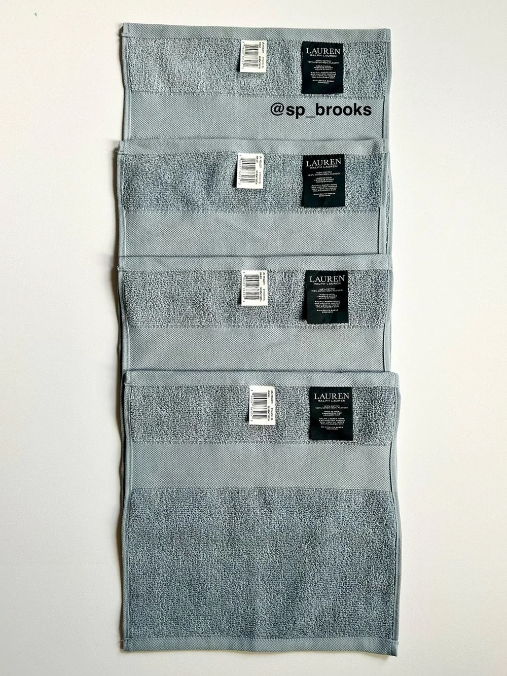 🎁4PC LAUREN Ralph Lauren Wescott Wash Cloth Set - Stonewash Blue Cotton Towels